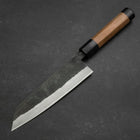 Bunka Stainless Clad Blue Steel #2 Kurouchi Walnut Handle 180mm (7”)-[Musashi]-[Japanese-Kitchen-Knives]