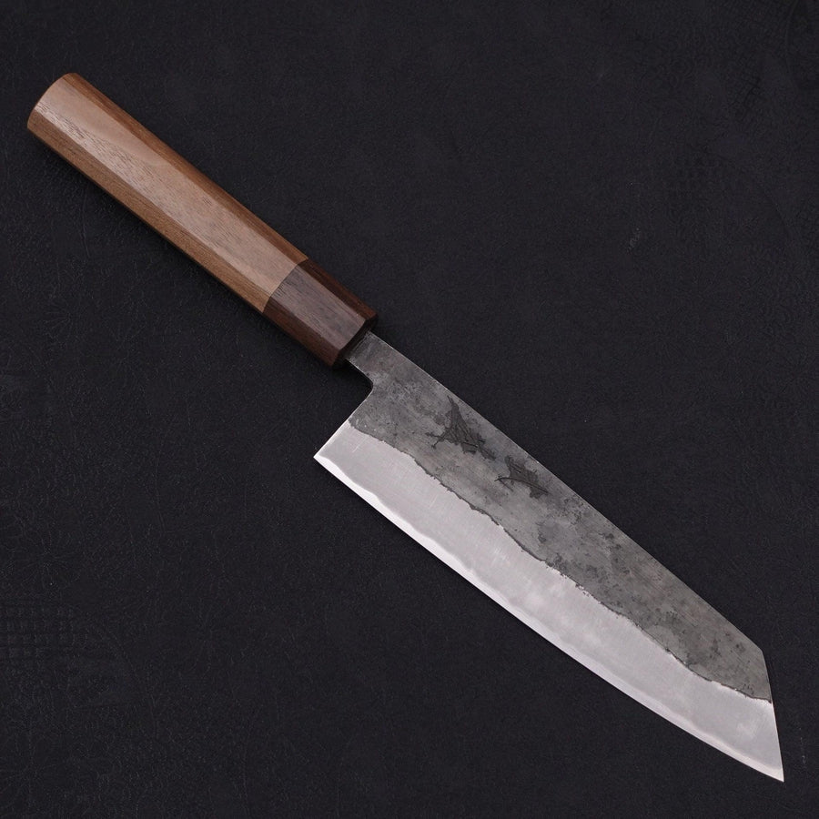 Bunka Stainless Clad Blue Steel #2 Kurouchi Walnut Shitan Handle 180mm (7”)-[Musashi]-[Japanese-Kitchen-Knives]
