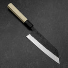 Bunka Stainless Clad White Steel #2 Kurouchi Buffalo Magnolia Handle 170mm-[Musashi]-[Japanese-Kitchen-Knives]