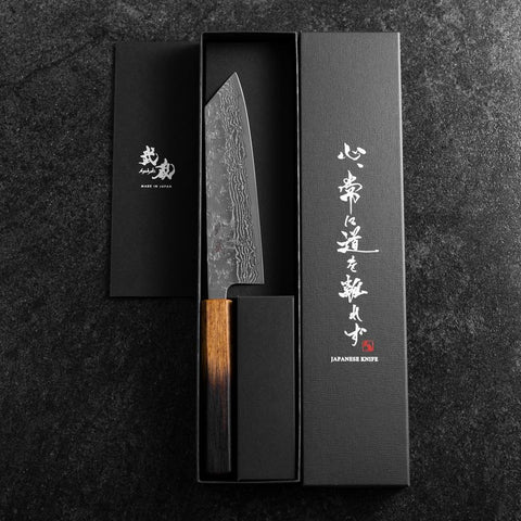 Bunka Sweden Stainless Steel Nashiji Washi Damascus Yaki Urushi Handle 170mm-[Musashi]-[Japanese-Kitchen-Knives]
