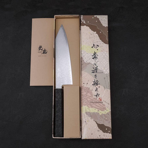 Bunka VG-10 Damascus Black Ishime Handle 180mm (7”)-[Musashi]-[Japanese-Kitchen-Knives]