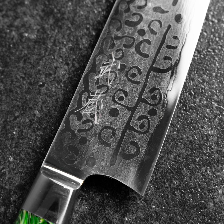 切付三徳 VG-10 ダマスカス 黒マーブル柄 180mm – MUSASHI