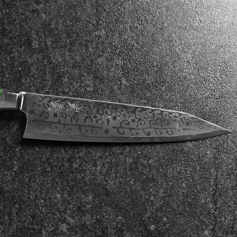 Bunka VG-10 Damascus Green Flower Petal Western Handle 185mm-[Musashi]-[Japanese-Kitchen-Knives]