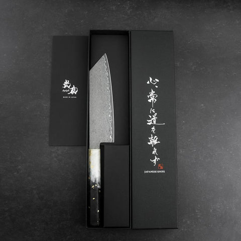 Bunka VG-10 Damascus Ocean White Black Gold Handle 165mm (6.5”)-[Musashi]-[Japanese-Kitchen-Knives]