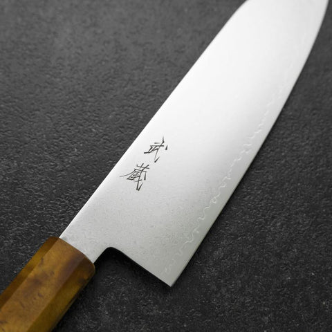 Bunka VG-10 Damascus Yellow-Brown Birch Handle 180mm-[Musashi]-[Japanese-Kitchen-Knives]