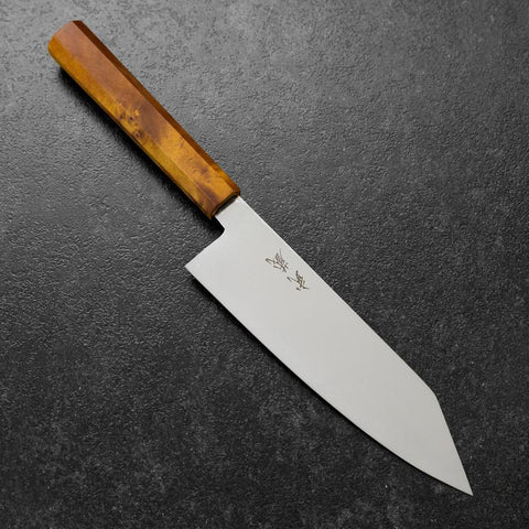 Bunka VG-10 Damascus Yellow-Brown Birch Handle 180mm-[Musashi]-[Japanese-Kitchen-Knives]