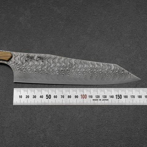Bunka VG-10 Mirror Damascus Olive Handle 180mm - Black-[Musashi]-[Japanese-Kitchen-Knives]