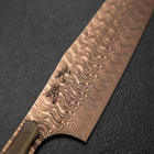 Bunka VG-10 Mirror Damascus Olive Handle 180mm - Brown-[Musashi]-[Japanese-Kitchen-Knives]