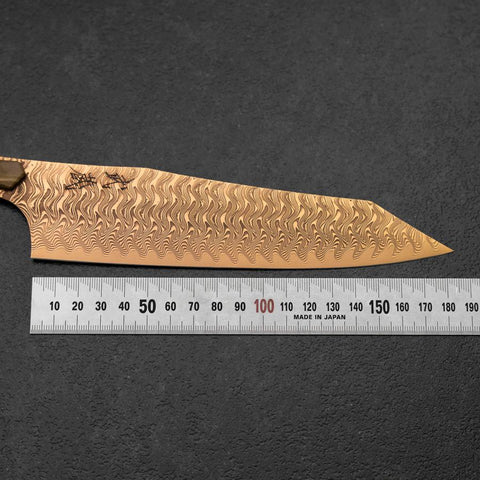 Bunka VG-10 Mirror Damascus Olive Handle 180mm - Brown-[Musashi]-[Japanese-Kitchen-Knives]