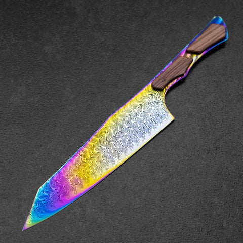 Bunka VG-10 Mirror Damascus Olive Handle 180mm - Rainbow-[Musashi]-[Japanese-Kitchen-Knives]