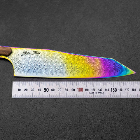 Bunka VG-10 Mirror Damascus Olive Handle 180mm - Rainbow-[Musashi]-[Japanese-Kitchen-Knives]