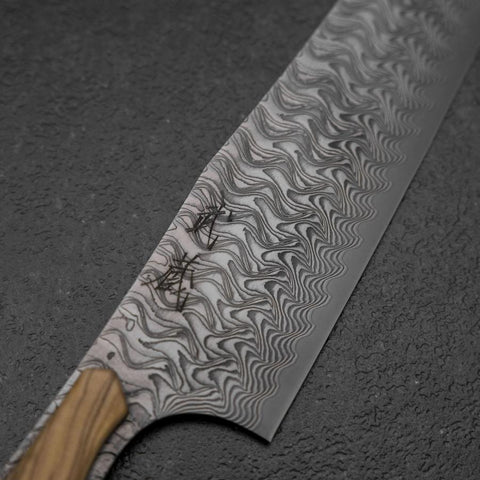 Bunka VG-10 Mirror Damascus Walnut Handle 180mm - Black-[Musashi]-[Japanese-Kitchen-Knives]