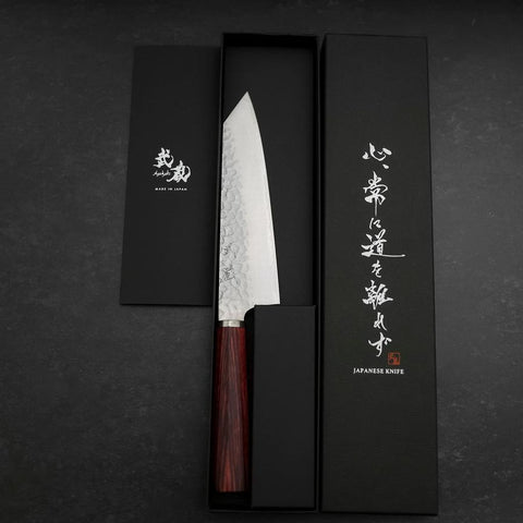 Bunka VG-10 Tsuchime Cherry Red Handle 165mm (6.5”)-[Musashi]-[Japanese-Kitchen-Knives]