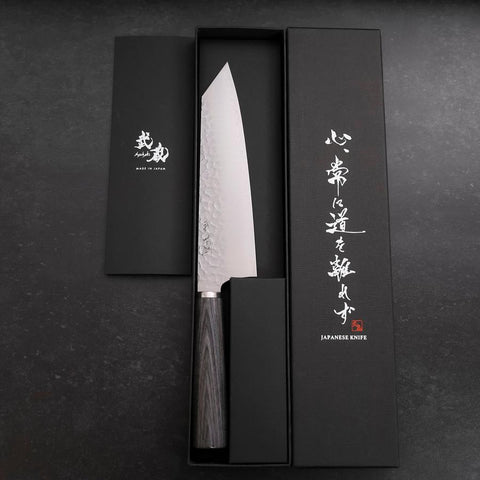 Bunka VG-10 Tsuchime Oval Charcoal Handle 180mm (7”)-[Musashi]-[Japanese-Kitchen-Knives]