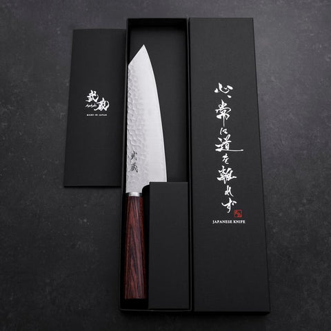 Bunka VG-10 Tsuchime Oval Mahogany Handle 180mm (7”)-[Musashi]-[Japanese-Kitchen-Knives]