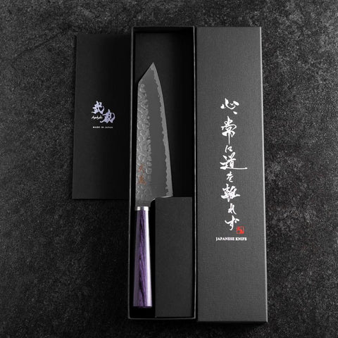 Bunka VG-10 Tsuchime Oval Purple Handle 165mm (6.5”)-[Musashi]-[Japanese-Kitchen-Knives]