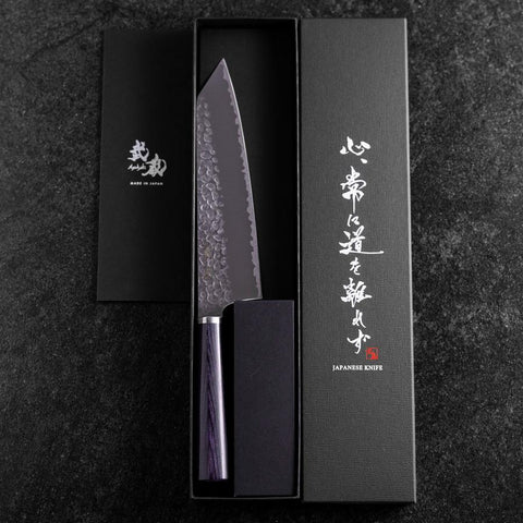 Bunka VG-10 Tsuchime Oval Purple Handle 180mm (7”)-[Musashi]-[Japanese-Kitchen-Knives]