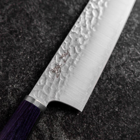 Bunka VG-10 Tsuchime Oval Purple Handle 180mm-[Musashi]-[Japanese-Kitchen-Knives]