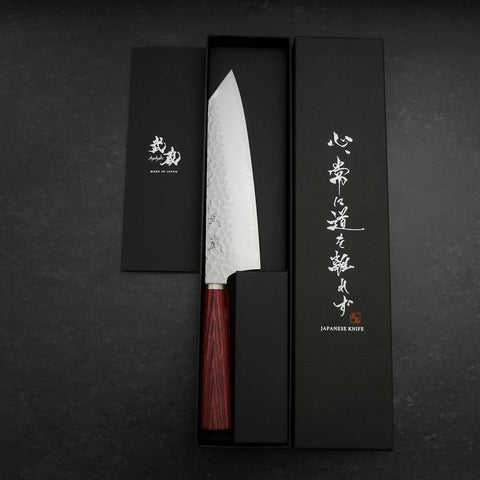Bunka VG-10 Tsuchime Oval Red Handle 180mm (7”)-[Musashi]-[Japanese-Kitchen-Knives]