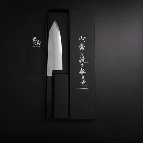 Bunka White Steel #2 Bokashi Buffalo Ebony Handle 165mm-[Musashi]-[Japanese-Kitchen-Knives]