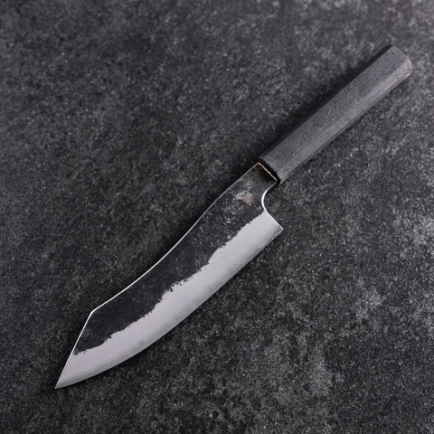 Bunka White Steel #2 Stainless Clad Kurouchi Black Ishime Urushi Handle 180mm (7”)-[Musashi]-[Japanese-Kitchen-Knives]
