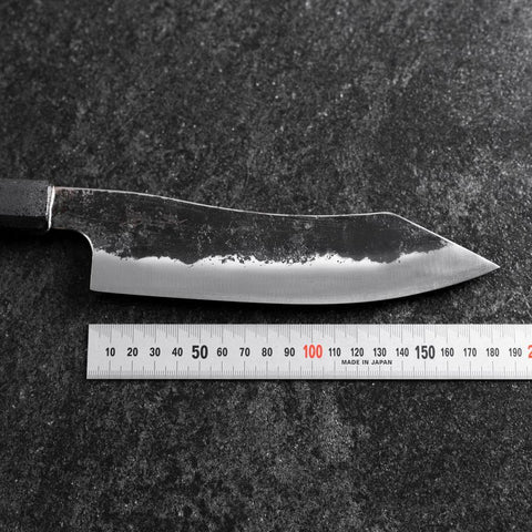 Bunka White Steel #2 Stainless Clad Kurouchi Black Ishime Urushi Handle 180mm (7”)-[Musashi]-[Japanese-Kitchen-Knives]
