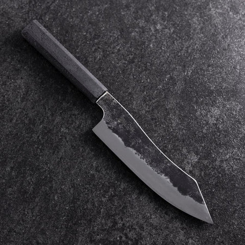 Bunka White Steel #2 Stainless Clad Kurouchi Black Ishime Urushi Handle 180mm-[Musashi]-[Japanese-Kitchen-Knives]