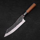 Bunka White Steel #2 Stainless Clad Kurouchi Buffalo Teak Handle 180mm (7”)-[Musashi]-[Japanese-Kitchen-Knives]