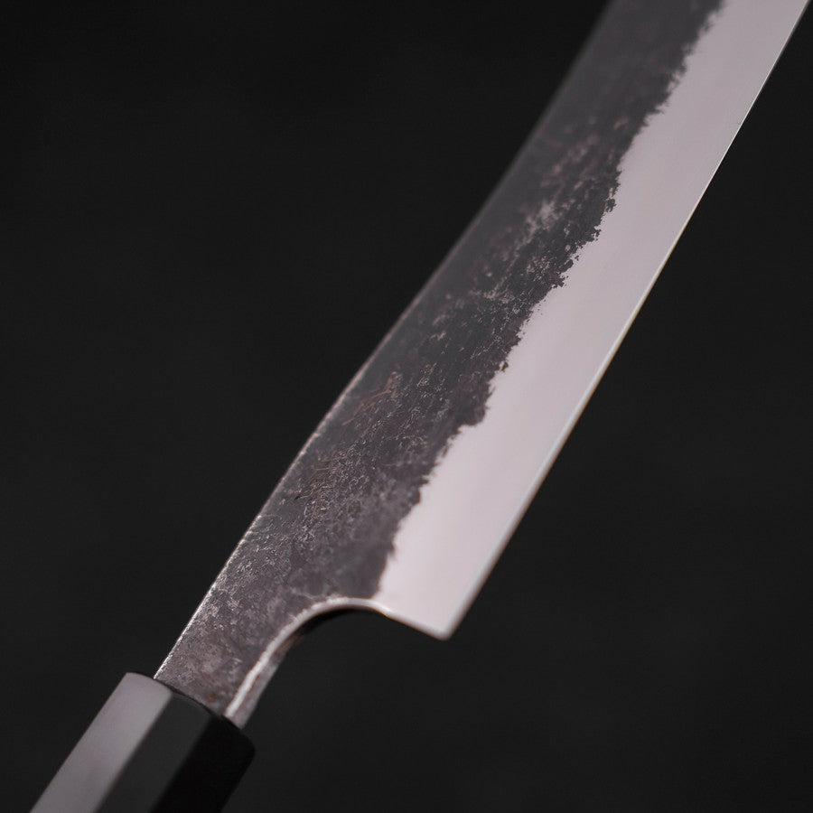 Bunka White Steel #2 Stainless Clad Kurouchi Buffalo Teak Handle 180mm (7”)-[Musashi]-[Japanese-Kitchen-Knives]