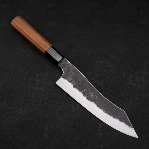 Bunka White Steel #2 Stainless Clad Kurouchi Buffalo Teak Handle 180mm (7”)-[Musashi]-[Japanese-Kitchen-Knives]