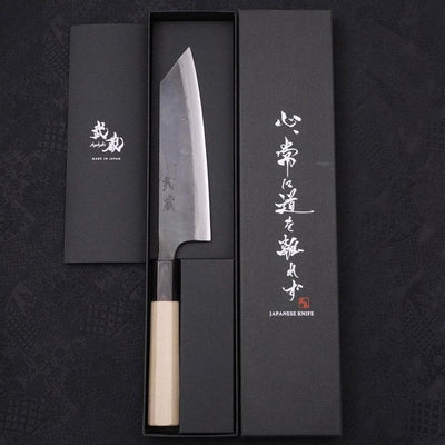 Bunka White steel #2 Kurouchi Buffalo Magnolia Handle 170mm-White steel #2-Kurouchi-Japanese Handle-[Musashi]-[Japanese-Kitchen-Knives]