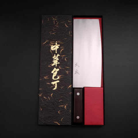 Chinese Cleaver SK Steel Polished Cherry Handle 220mm-[Musashi]-[Japanese-Kitchen-Knives]