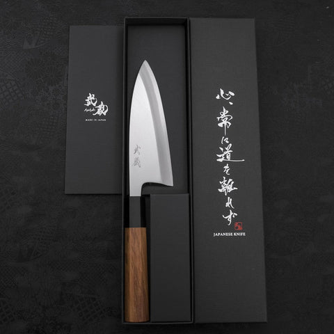 Deba AUS-10 Polished Buffalo Teak Handle 150mm (5.9”)-[Musashi]-[Japanese-Kitchen-Knives]