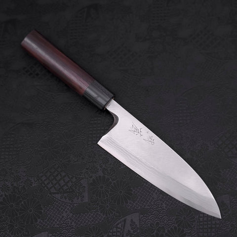 Deba Blue Steel #2 Damascus Shitan Handle 150mm (5.9”)-[Musashi]-[Japanese-Kitchen-Knives]