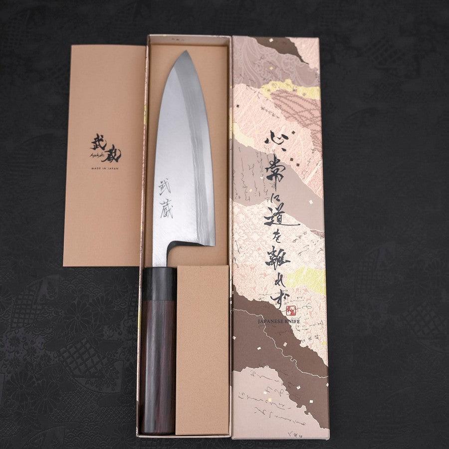 出刃 片刃 青紙2号 ダマスカス 紫檀柄 150mm – MUSASHI
