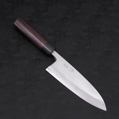 Deba Blue Steel #2 Damascus Shitan Handle 180mm (7”)-[Musashi]-[Japanese-Kitchen-Knives]