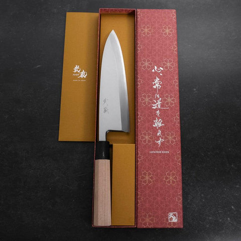 Deba Blue Steel #2 Kasumi Buffalo Magnolia Handle 210mm (8.3”)-[Musashi]-[Japanese-Kitchen-Knives]