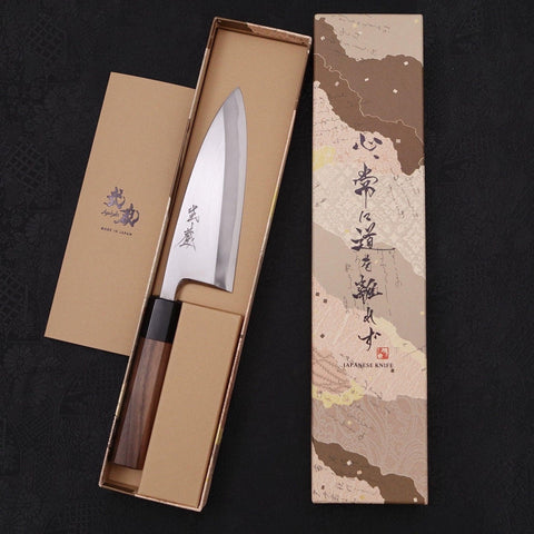 Deba Blue Steel #2 Kasumi Walnut Handle 150mm (5.9”)-[Musashi]-[Japanese-Kitchen-Knives]