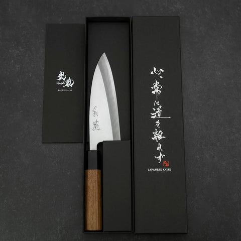 Deba Blue Steel #2 Kasumi Walnut Handle 150mm (5.9”)-[Musashi]-[Japanese-Kitchen-Knives]