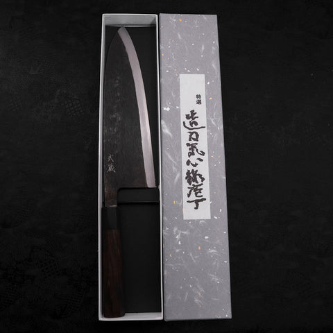 Deba Blue Steel #2 Kurouchi Buffalo Ebony Handle 270mm - Thick (10.6”)-[Musashi]-[Japanese-Kitchen-Knives]
