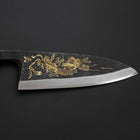 Deba Blue Steel #2 Kurouchi Chokin Dragon Buffalo Ebony Handle 150mm-[Musashi]-[Japanese-Kitchen-Knives]