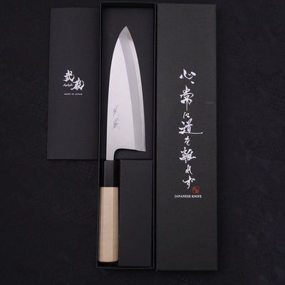 Deba Blue steel #2 Kasumi Buffalo Magnolia Handle 180mm-Blue steel #2-Kasumi-Japanese Handle-[Musashi]-[Japanese-Kitchen-Knives]
