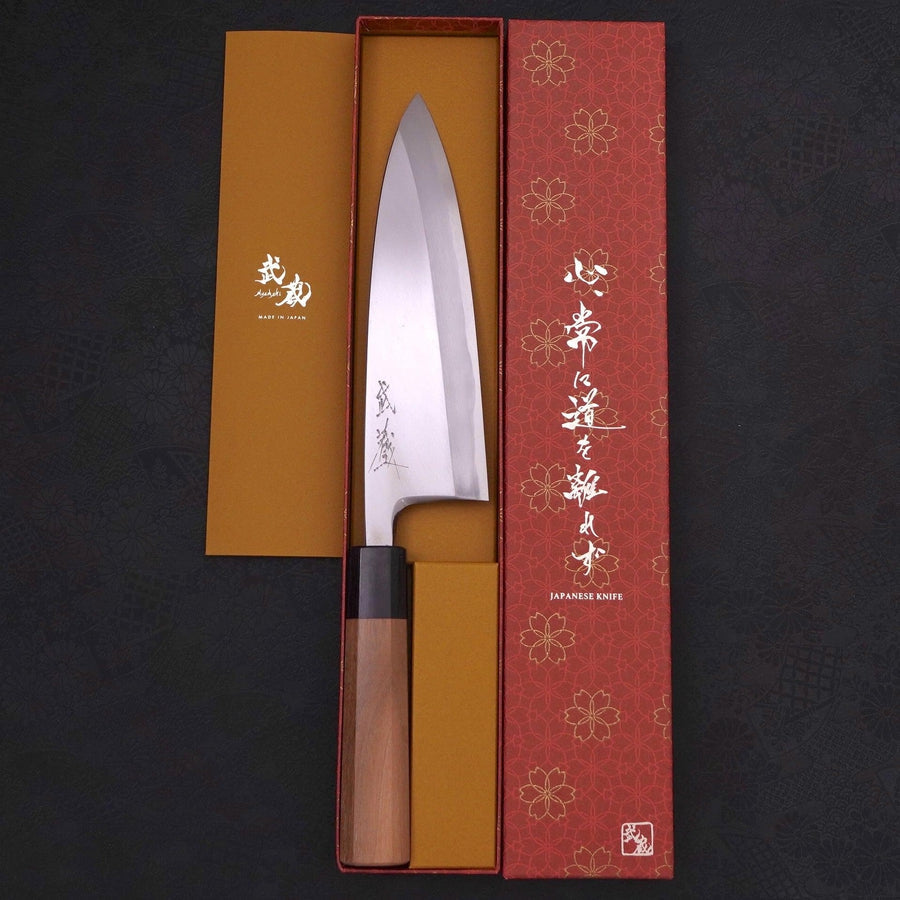 出刃 片刃 青紙2号 磨き 八角クルミ柄 210mm – MUSASHI