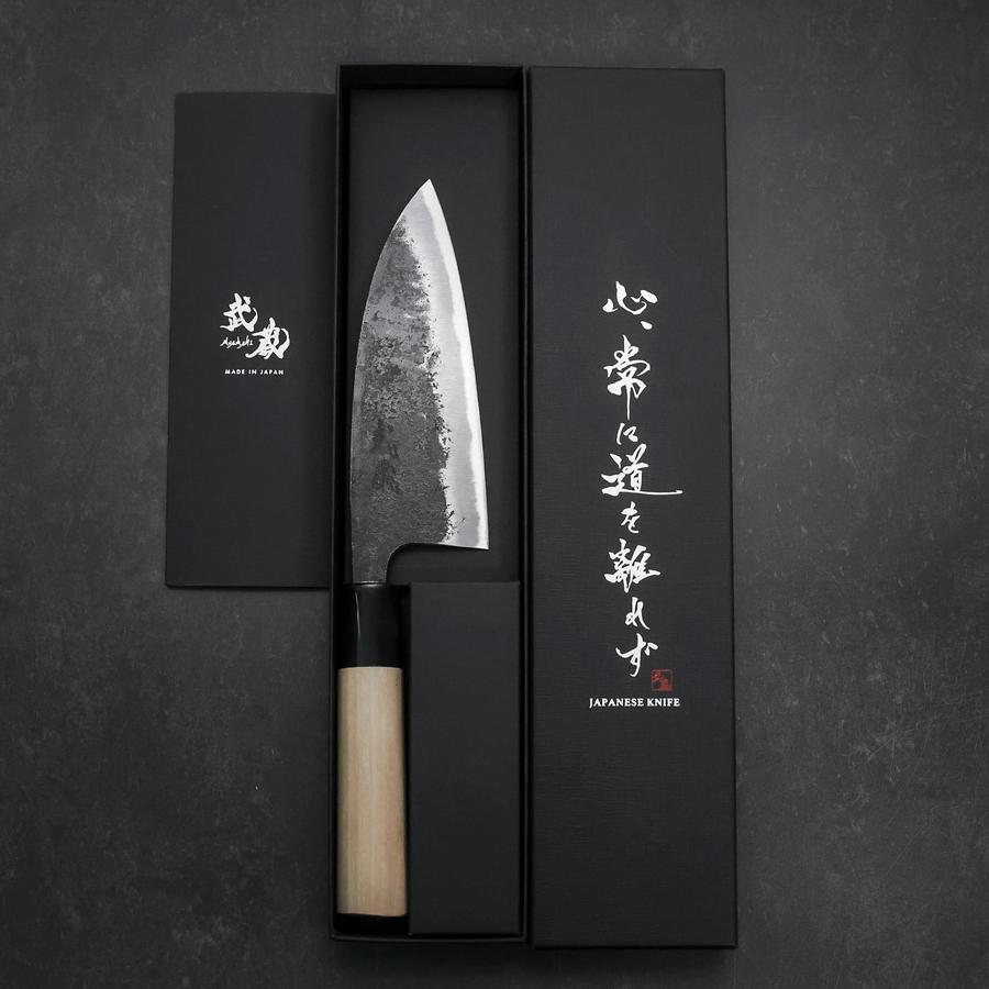 Deba Blue Steel #2 Kurouchi Buffalo Magnolia Handle 170mm-[Musashi]-[Japanese-Kitchen-Knives]