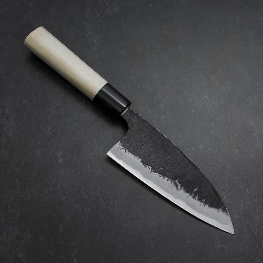 Deba Blue Steel #2 Kurouchi Buffalo Magnolia Handle 170mm-[Musashi]-[Japanese-Kitchen-Knives]