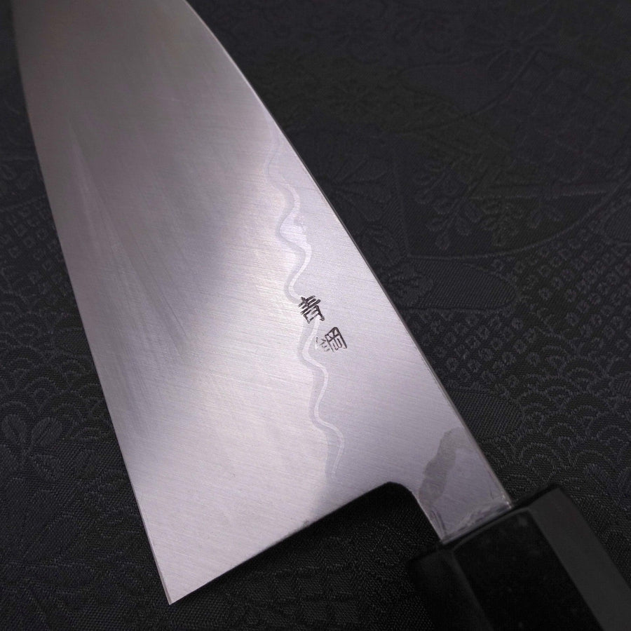 Deba Blue steel #2 Suminagashi Buffalo Ebony Handle 150mm-Blue steel #2-Damascus-Japanese Handle-[Musashi]-[Japanese-Kitchen-Knives]