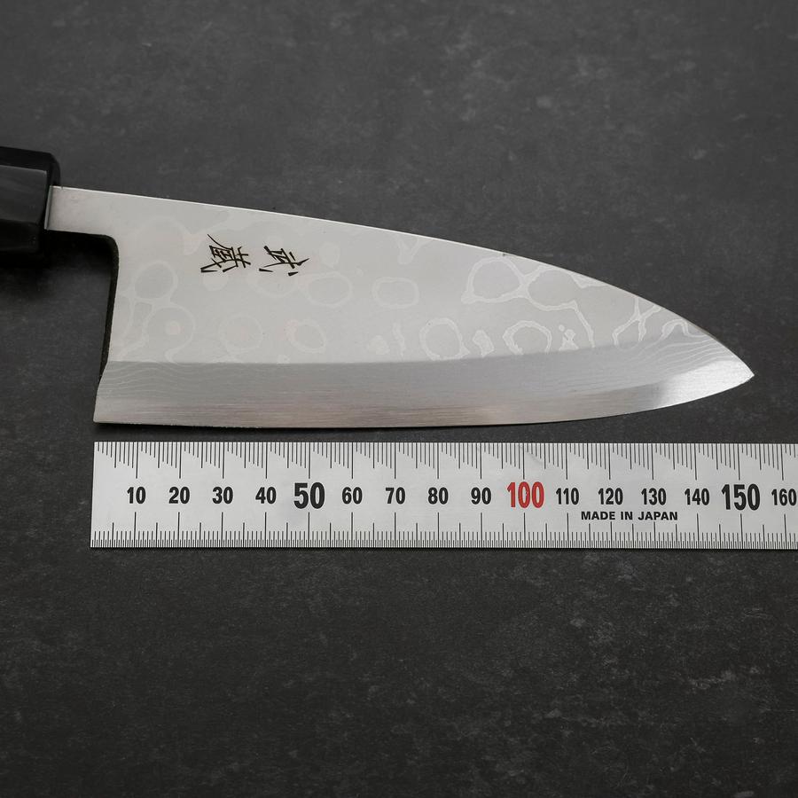 出刃 青紙2号 錦紗模様 黒檀水牛柄 150mm – MUSASHI