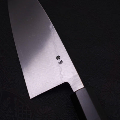 Deba Blue steel #2 Suminagashi Buffalo Ebony Handle 165mm-Blue steel #2-Damascus-Japanese Handle-[Musashi]-[Japanese-Kitchen-Knives]