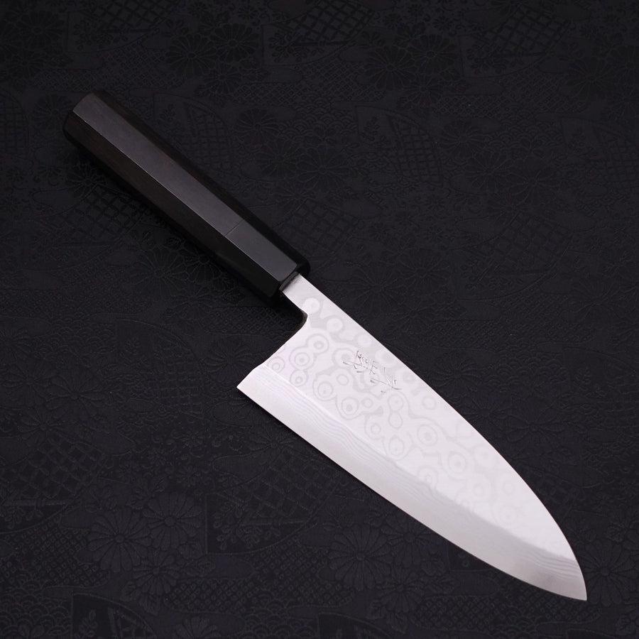 Deba Blue steel #2 Suminagashi Buffalo Ebony Handle 165mm-Blue steel #2-Damascus-Japanese Handle-[Musashi]-[Japanese-Kitchen-Knives]