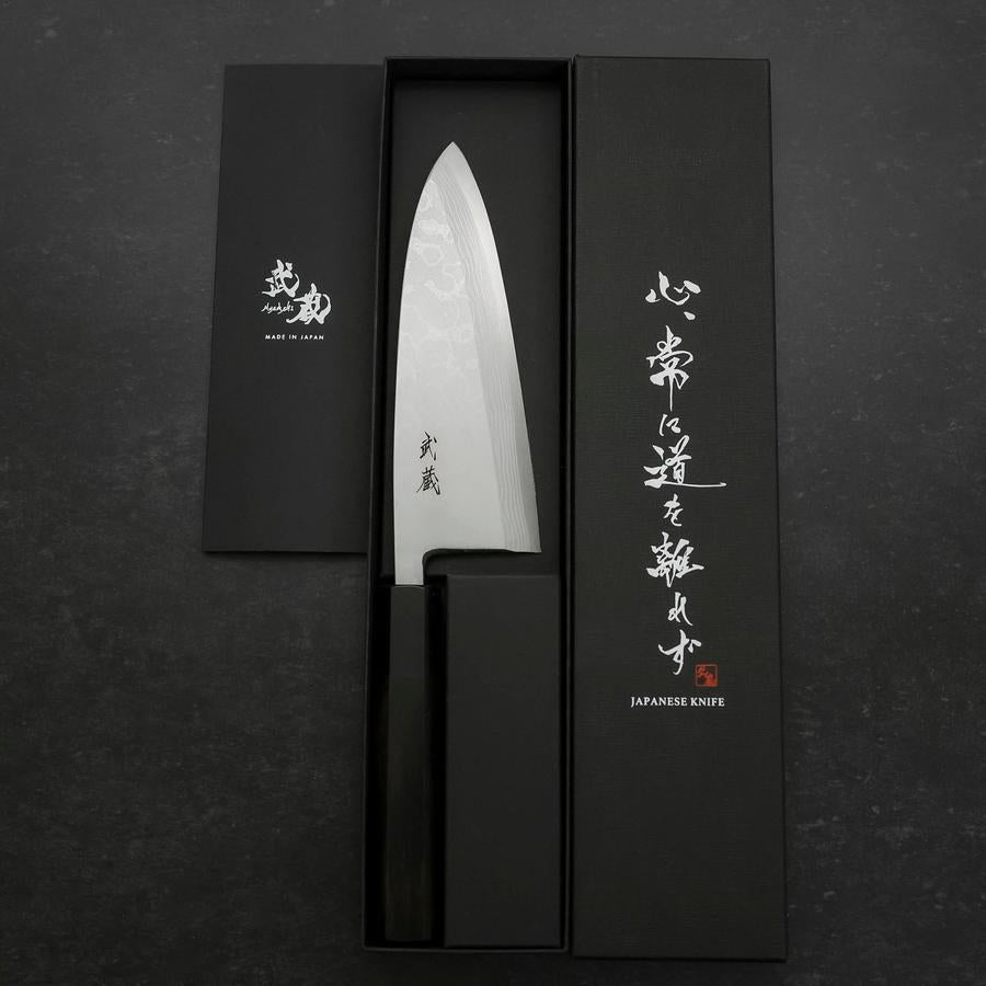 出刃 片刃 青紙2号 ダマスカス 黒檀水牛柄 165mm – MUSASHI